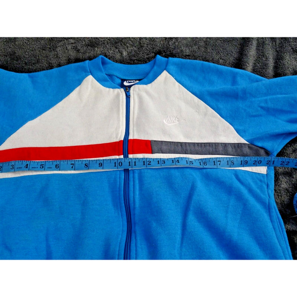 VINTAGE 80s Nike Blue Tag Full Zip Up Sweatshirt Jacket Size XL - Picture 7 of 12